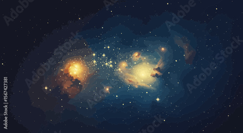 Vibrant cosmic illustration showcasing a nebula filled with stars and space dust