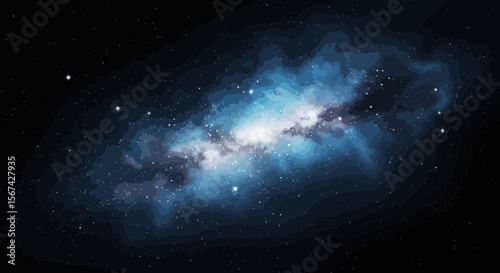 Abstract depiction of a cosmic nebula with a splash of teal and white colors