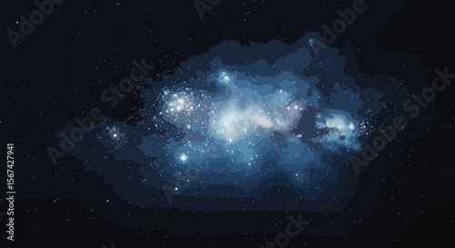 A mesmerizing cosmic dance: Nebula and stars in the infinite universe background