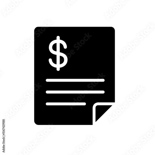 Filled financial document icon with dollar symbol for payment record