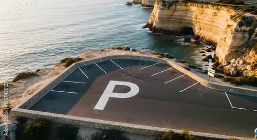 Parking Place In Amazing Landscape Near Rocks And Ocean With Beautiful View