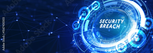 Security breach. Cyber security virus attack and breach. 3d illustration
