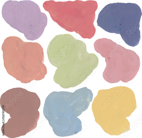 Colorful paint swatches and blobs with pastel colors