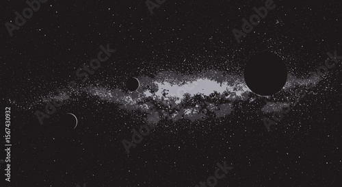 Cosmic Symphony: A Vector Illustration of Planets and the Milky Way Galaxy