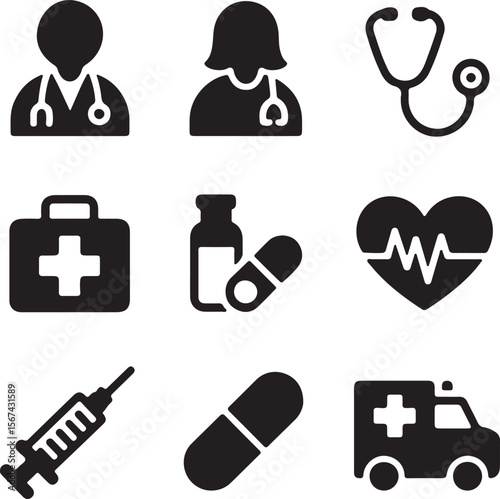 Medical Icons Healthcare, Doctor, Nurse, Hospital, Emergency