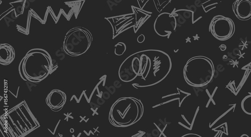 Hand-drawn vector elements on dark background for abstract and creative works
