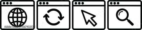 Web Browser Icons Global Navigation, Refresh, Cursor, Search