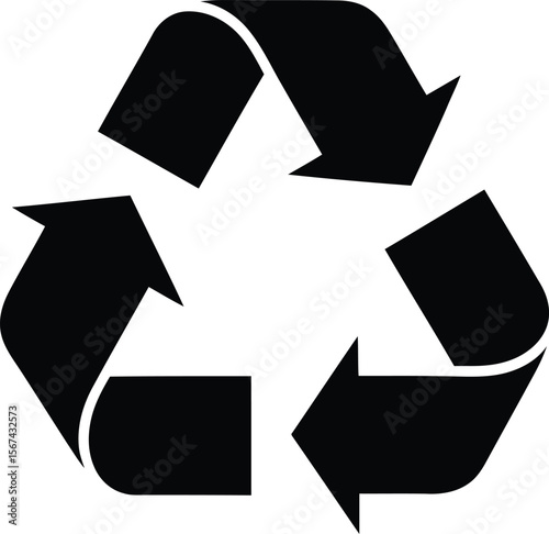Recycle Symbol  A Black and White Vector Graphic for Sustainability