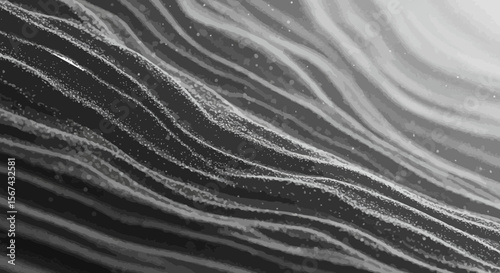 Abstract wavy grayscale background with textured lines and scattered dots surface