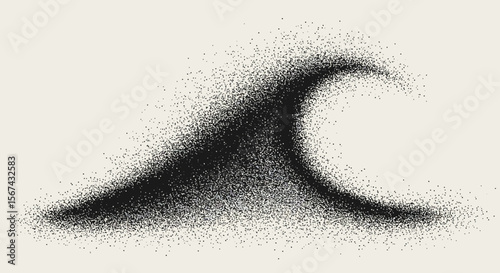 Abstract Monochrome Wave Formed by Tiny Dots Creates Dynamic Visual Effect