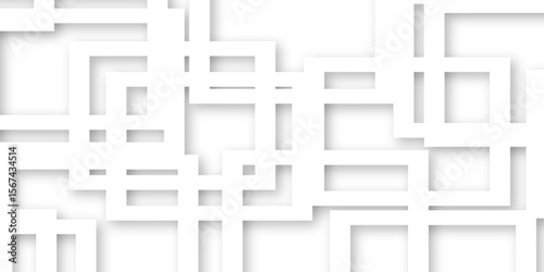 Abstract illustration of randomly arranged gray rectangle frames with soft shadows, Modern banner square geometric shapes creative abstract design. 