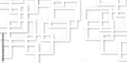 Abstract illustration of randomly arranged gray rectangle frames with soft shadows, Modern banner square geometric shapes creative abstract design. 