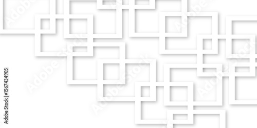 Abstract illustration of randomly arranged gray rectangle frames with soft shadows, Modern banner square geometric shapes creative abstract design. 