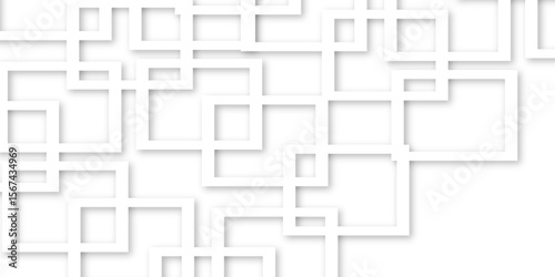 Abstract illustration of randomly arranged gray rectangle frames with soft shadows, Modern banner square geometric shapes creative abstract design. 