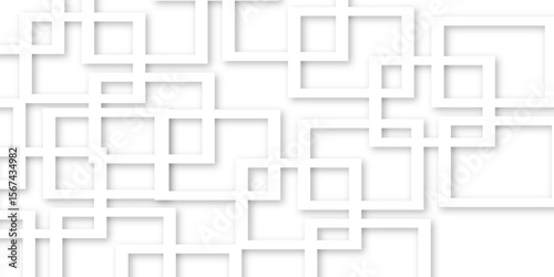 Abstract illustration of randomly arranged gray rectangle frames with soft shadows, Modern banner square geometric shapes creative abstract design. 
