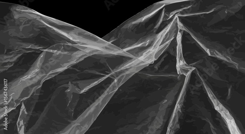 Abstract background with transparent plastic texture on dark backdrop design