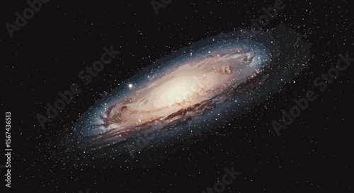 Illustrative depiction of the andromeda galaxy amidst a starry cosmic expanse