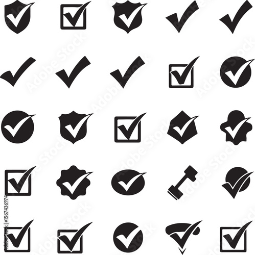 Complete Set of Tick and Check Icons | Vector