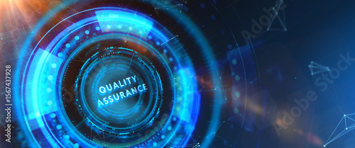 Business, Technology, Internet and network concept. Quality Assurance service guarantee standard. 3d illustration