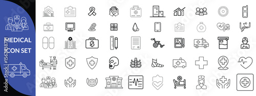 MEDICAL ICON SET. Healthcare and Medicine Line Icons. Editable Stroke. Pixel Perfect. For Mobile and Web. Contains such icons as Healthcare, Nurse, Hospital, Medicine, Ambulance