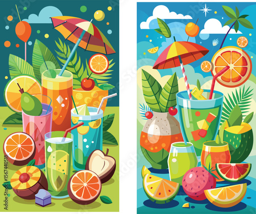 seamless pattern with fruits and vegetables summer background Design 