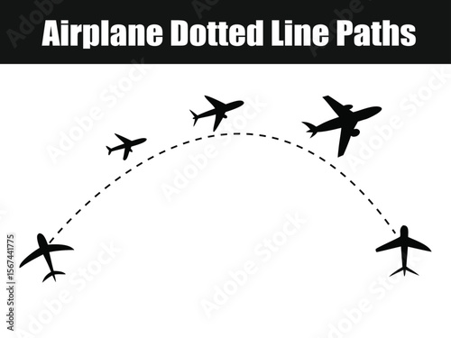Airplane Dotted Line Paths Vector Illustration