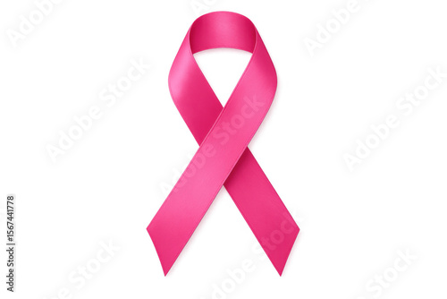 Realistic pink ribbon symbolizing support for breast cancer awareness, isolated on a transparent background