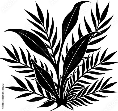 set of black leaves, feather, vector, bird, illustration, pattern, leaf, art, pen, design, nature, decoration, silhouette, set, plant, symbol, quill, vintage, icon, seamless, drawing, wing, color, bla