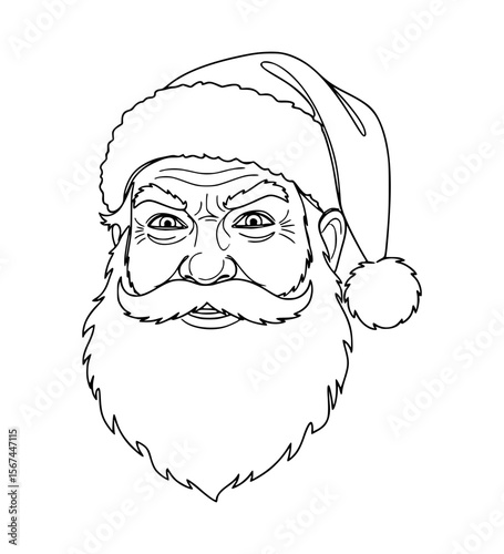 Frustrated Santa Face Line Art
