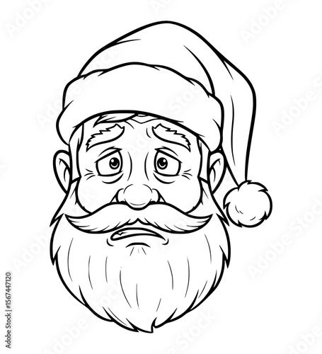 Guilty Santa Face Line Art