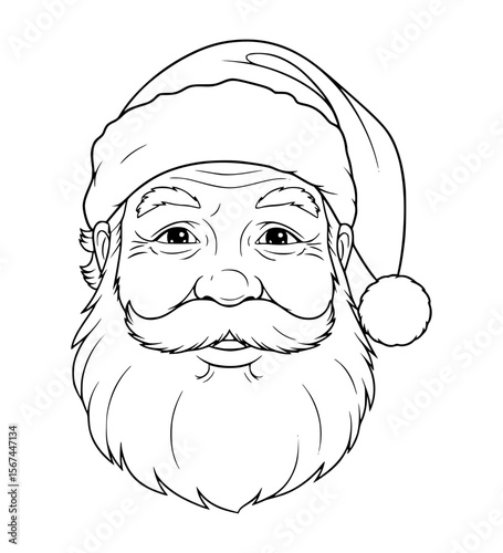 Hopeful Santa Face Line Art