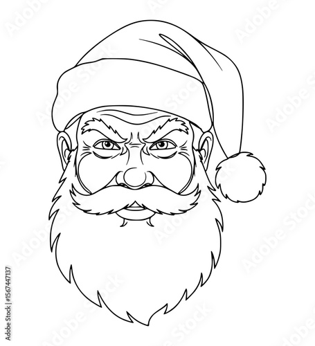 Impatient Santa Face Line Art