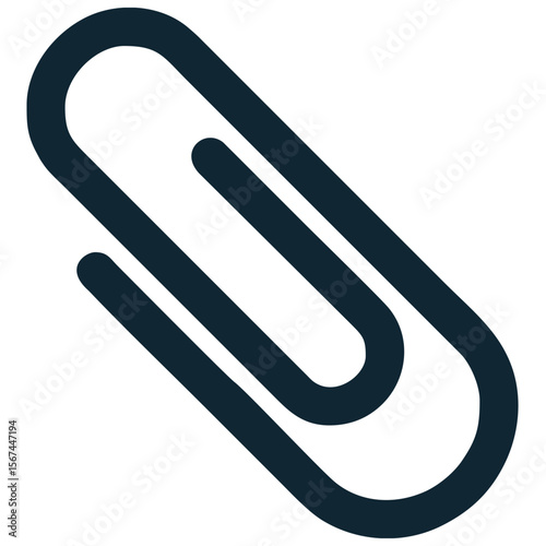 Paper clip icon vector, representing document organization, attachment, and simple office tools. Ideal for office supplies, stationery, and digital interface elements.