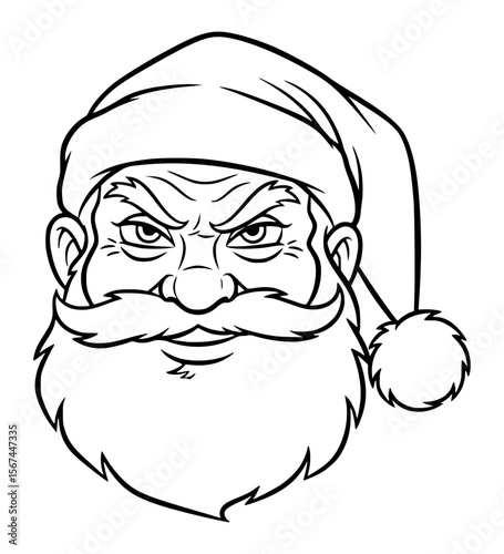 Sly Santa Face Line Art