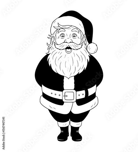 Surprised Santa Face Line Art