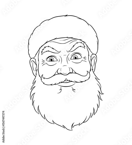 Suspicious Santa Face Line Art
