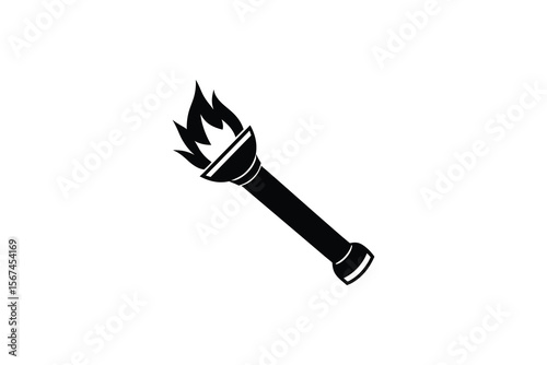 Simple Vector Illustration of a Burning Torch on White Background