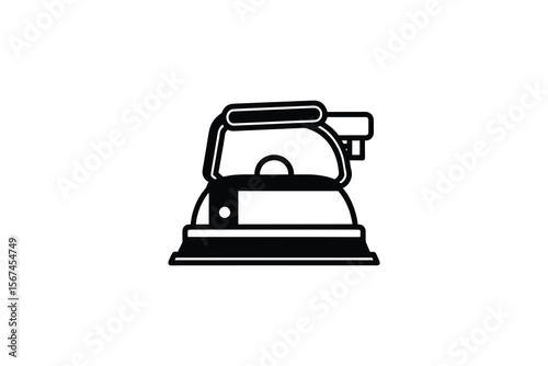 Simple Black and White Iron Icon for Laundry and Garment Care
