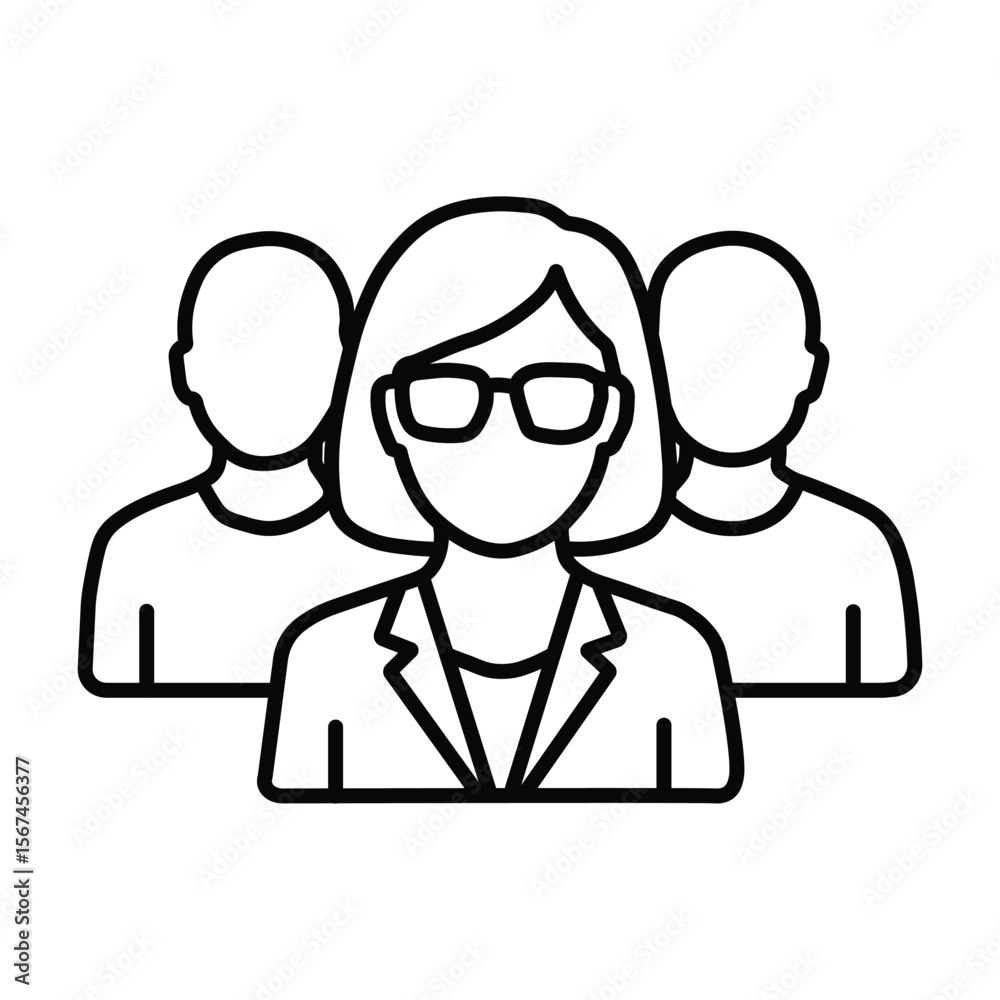 Business Team Group People Leadership Outline Icon Business Team Group People Leadership Outline Icon