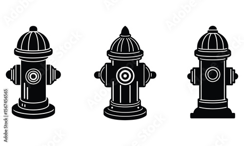 Fire Hydrant Icons Safety, Water, Emergency, Design Elements