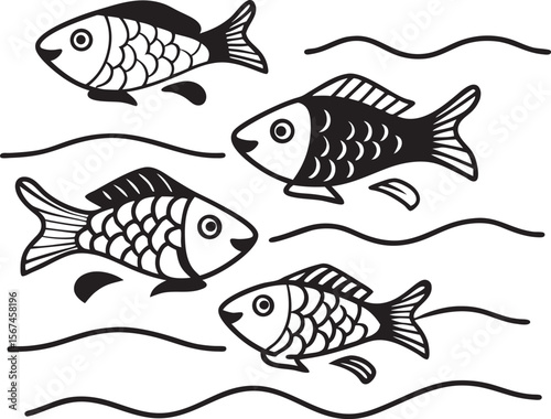 vector set of fish
