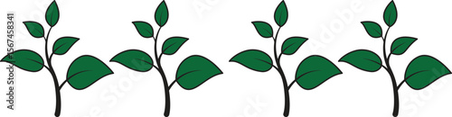 Set of growing plant icons representing eco-friendly growth stages, sustainable agriculture development, organic farming progress with transparent background