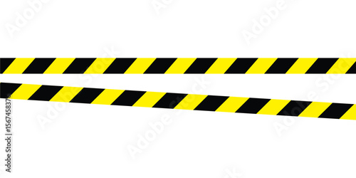 Hazardous warning tape set with seamless black and yellow lines for crime scenes and construction zones. Includes caution signs borders brushes and under construction tape for web safety in eps 10.
