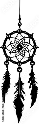 Traditional dreamcatchers ornament illustration black and white