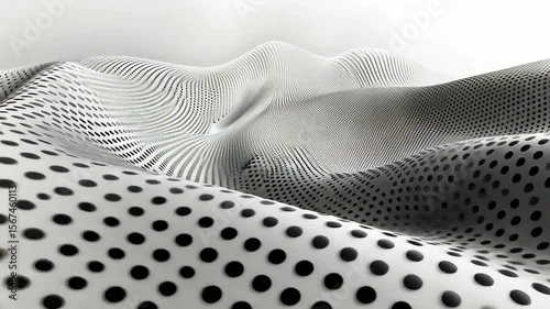 Wavy black  white dotted landscape