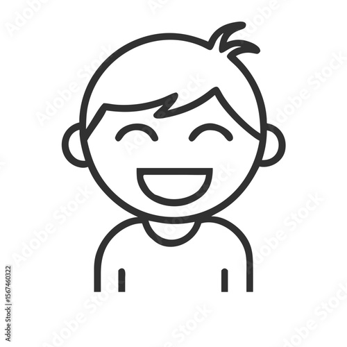Child laughing icon for positive parenting blogs, children's entertainment websites, emotional wellness presentations, for happiness, childhood joy, humor, positivity, emotional wellbeing