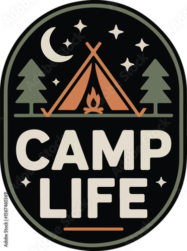 Camp Life Patch Transparent isolated vector