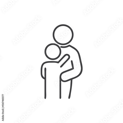 Parent hugging child icon for family counseling websites, positive parenting blogs, emotional support resources