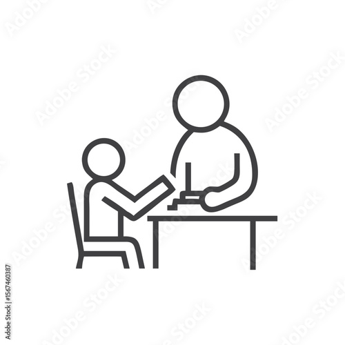 Parent helping with homework icon for education blogs, tutoring websites, school infographics