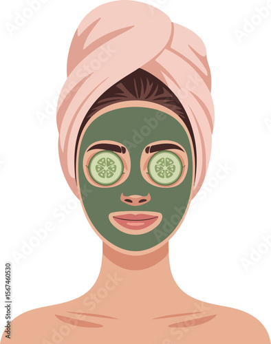 Woman Spa Day Ritual Transparent isolated vector